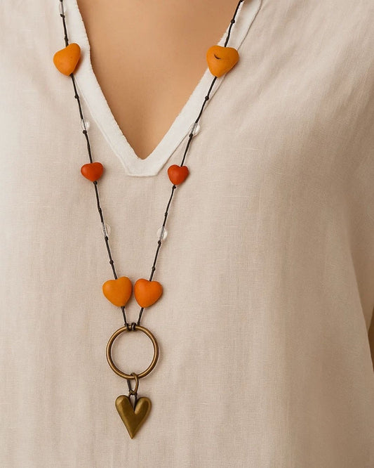 Collar Corazón Naranja