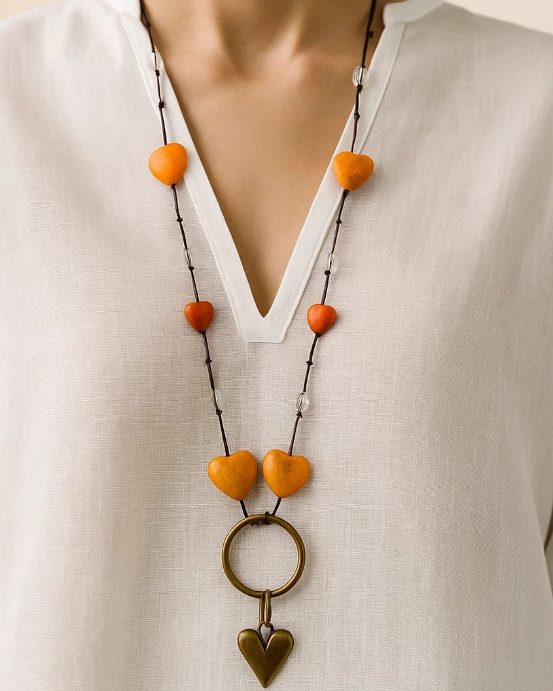 Collar Corazón Naranja